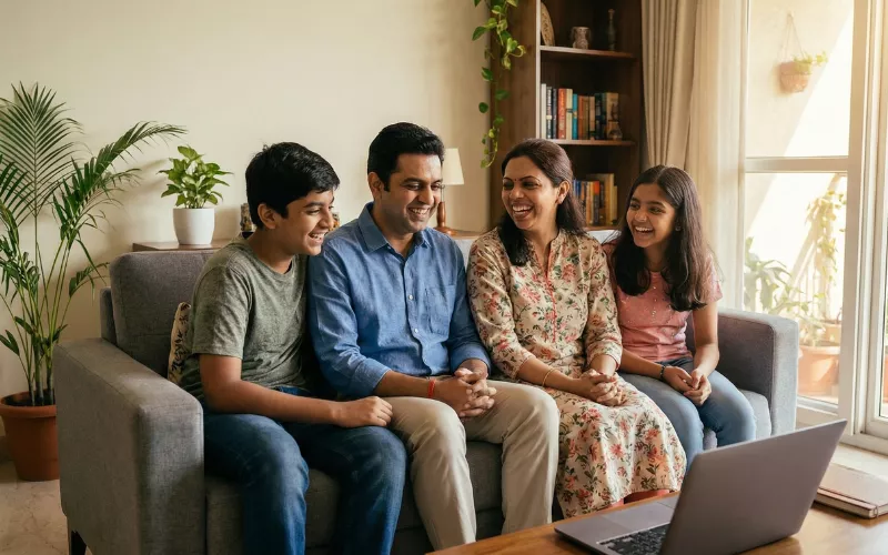 Happy Mumbai family at home